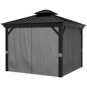10' x 10' Hardtop Gazebo, Pavilion Gazebo with Curtains, Nettings, Aluminum Frame, Hooks, for Garden, Patio - 1 of 4