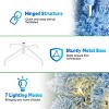 6FT Blue Gradient Flocked Pencil Christmas Tree with 200 Warm White LED Lights, 485 Tips, Hinged Branches, Slim Design, Metal Stand - 2 of 4