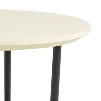 Modern Round White Wood and Metal End Table