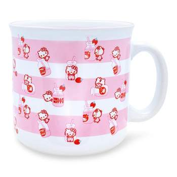 Silver Buffalo Sanrio Hello Kitty Strawberry Milk Ceramic Camper Mug | Holds 20 Ounces
