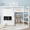 Twin/Full Size Loft Bed House Kids Loft Bed Frame with Double-Sided Sliding Chalkboard, Bookshelf & Safety Guardrails - ModernLuxe - 3 of 4