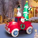 Costway 8FT Tall Inflatable Santa Claus Carrying Christmas Tree, Snowman on Red Truck