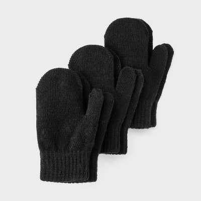 Image of Toddler 3pk Mitten - Cat & Jack™ Black 2T-5T