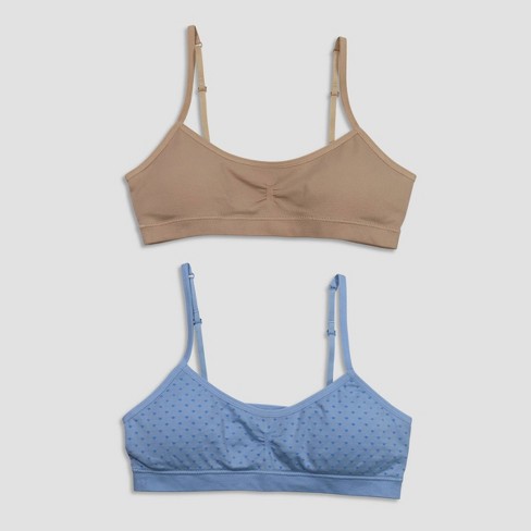 Hanes Girls' 2pk Seamless Bra - Blue/Brown M