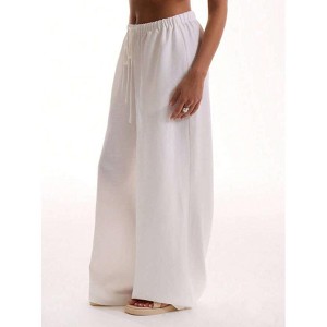 Womens Pants Relaxed Fit Wide Leg Side Pocket Casual Trousers - 1 of 3