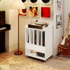 Costway Record Player Stand with Drawer & Record Holder,Lockable Wheels for Living Room White/Brown/Walunt - 4 of 4