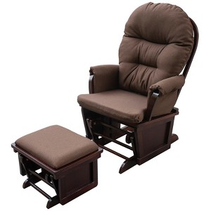 HOMCOM Nursery Glider Rocking Chair with Ottoman, Thick Padded Cushion Seating, Armrests and Wood Base - 1 of 4