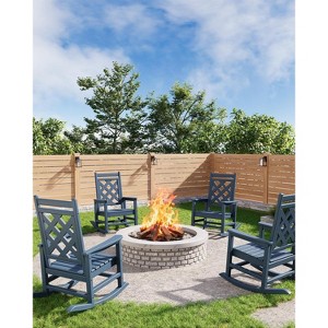 TROPOW Outdoor Rocking Chair, All Weather HDPE Plastic Patio Rocker Chair with Wide Armrests, Classic Fire Pit Chair for Porch, Deck, Lawn, Garde - 1 of 4