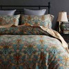 Bohemia King Duvet Cover Set, 3 - Piece Long Staple Cotton with Zipper, Green Golden Elegant Bedding - 2 of 4