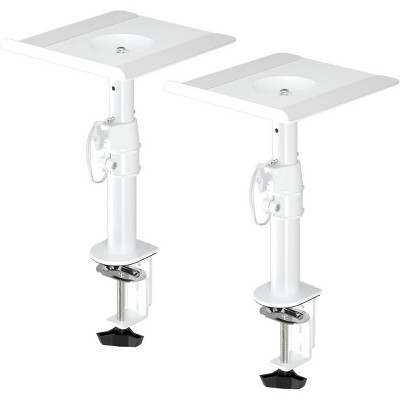 Paaaawaters Clamp-on Speaker Stand Desk Mount Set, Height Adjustment, Universal Audio Holders for Computer