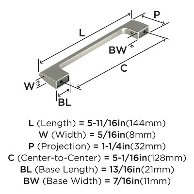 Polished Nickel Modern Cabinet Drawer Pull 5-1/16 inch