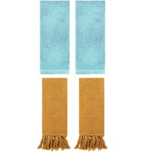 REGALWOVEN 4 Packs Cotton Absorbent Soft Turkish Hand Towels with tassel for Bathroom - 1 of 4