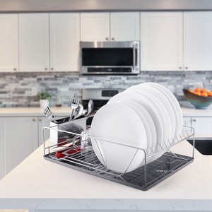 Racxily Dish Drying Rack for Kitchen Counter, Stainless Steel Dish Rack, Kitchen Drainer Organizer Set, Silver - 1 of 4