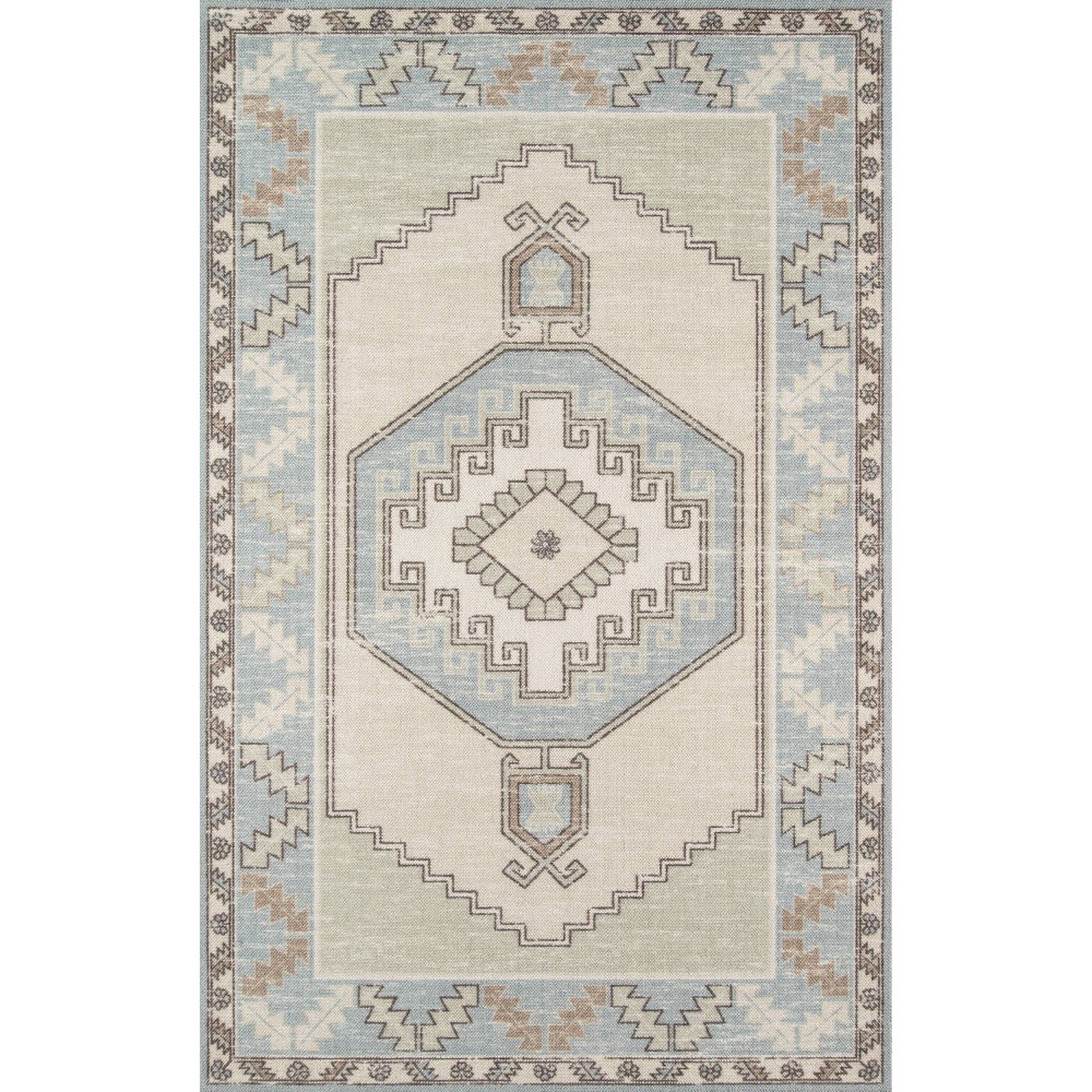 Photos - Area Rug Momeni 7'9"x9'10" Anatolia Rylee Medallion Machine Loomed  Light Blue: Classic Pattern, Wool & Nylon, Low Pile 