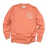 S.W.Smiley Embroidered Smiley Face Outline - Women's Garment Dyed Long Sleeve Graphic T-Shirt - 2 of 4