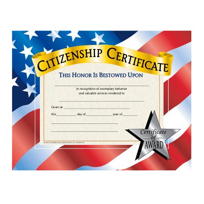 Hayes Citizenship Certificate, 11 x 8-1/2 inches, Paper, pk of 30