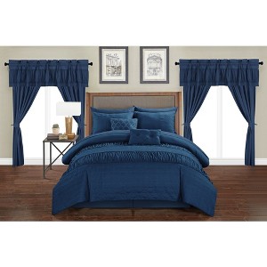 King 20pc Tinos Bed In A Bag Comforter Set Navy - Chic Home, Blue