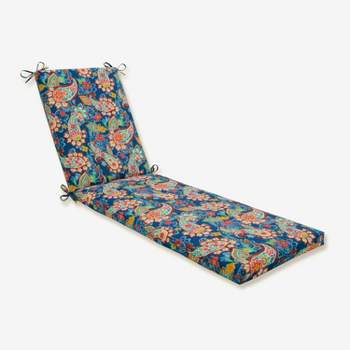 80" x 23" x 3" Paisley Party Chaise Lounge Outdoor Cushion Blue - Pillow Perfect