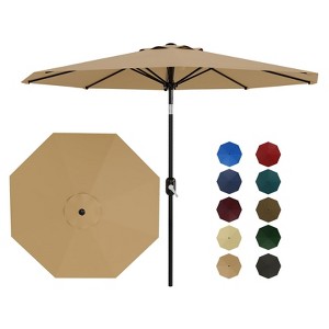 9ft Patio Umbrella, Table Umbrella Outdoor Patio with Crank Lift & Push Button Tilt, 8 Sturdy Ribs for Yard, Deck, Pool - 1 of 4