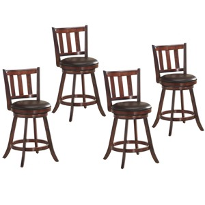 Costway Set of 4 25'' Swivel Bar stool Leather Padded Dining Kitchen Pub Bistro Chair - 1 of 4