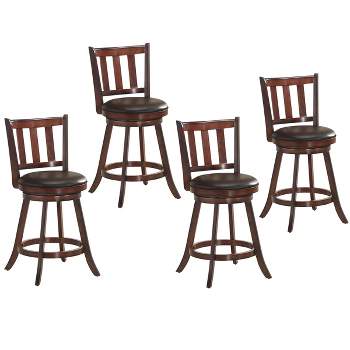 Costway Set of 4 25'' Swivel Bar stool Leather Padded Dining Kitchen Pub Bistro Chair