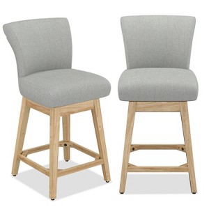Dyonery Solid Wood Swivel Counter Upholstered Bar Stool 26.8" Height Set of 2 Barstools with Back & Arms for Kitchen Island,Home Bar - 1 of 4