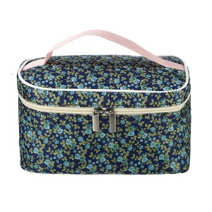 Unique Bargains Portable Peony Cosmetic Bag Green Blue 1 Pc - 1 of 3