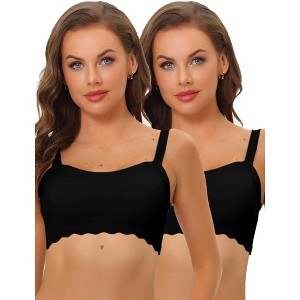 Allegra K Women's Wirefree Smooth Solid Non-Slip Strapless Bandeau Bras 2 Packs - 1 of 4
