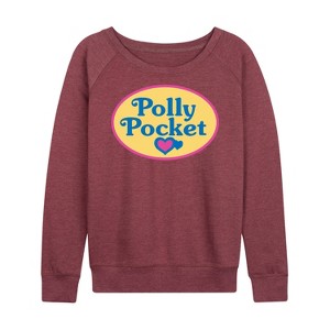 Women's - Polly Pocket - Polly Pocket Color Logo Lightweight French Terry Wide Neck Long Sleeve Shirt - 1 of 4