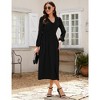 Womens Fall Dress Long Sleeve Ruffle V Neck Dress Elastic Waist Maternity Friendly Maxi Dress S-2XL - 4 of 4