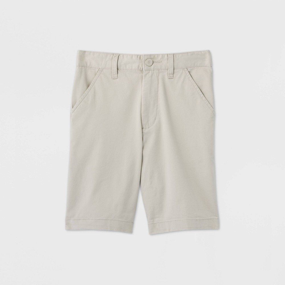 Boys' Flat Front Stretch Uniform Shorts - Cat & Jack Light Khaki 8, Light Green