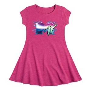 Girls' - MTV - Logo Liquid Metal Fit & Flair Cap Sleeve Dress - 1 of 1