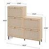 RISOKEYS 4 Drawers Rattan Shoe Storage Cabinet with 4 Flip Drawers,Narrow Wooden Shoe Rack Cabinet for Entryway,with Caning Doors for Hallway - 3 of 4