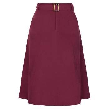 Buy Sinsay women belted solid mini skirt maroon Online