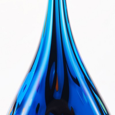 Hand Blown Blue Abstract Glass Tear Drop Sculpture, 8.5 inches