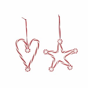 Gallerie II Peppermint Heart & Star Ornaments A/2 - 1 of 3
