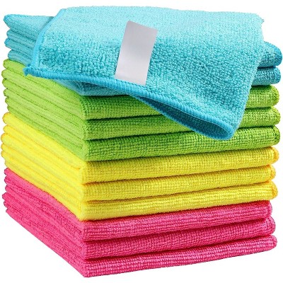 Microfiber Cleaning Cloth,12 Pack Cleaning Rags, Cleaning Towels with 4 Color Assorted.