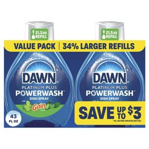 Dawn Powerwash Gain Original Dish Spray, Liquid Dish Soap 2 Refills, 43 Fl Oz - 1 of 4