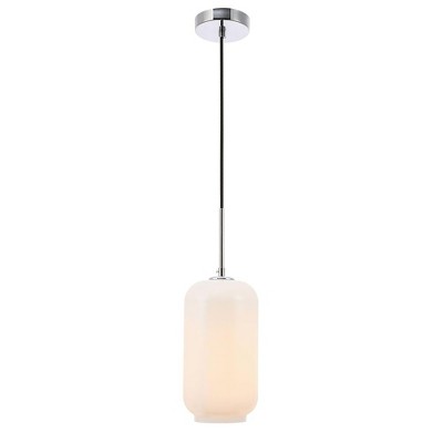 Elegant Lighting Collier 1 light Chrome and Frosted white glass pendant