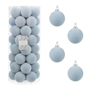 Every Day is Christmas Velvet 50ct 57cm/2.24" Christmas Ornaments, Shatterproof Christmas Tree Ornament Set, Flocking Ball Decorations - 1 of 4