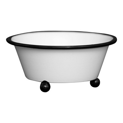 White Metal Black Rim with Ball Feet Decorative Storage Trinket Dish - Foreside Home & Garden
