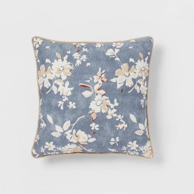 Floral Printed Square Throw Pillow Blue - Threshold™