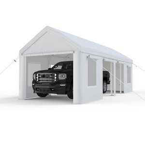 COZONY Heavy Duty Carport with 6 Doors 4 Windows, Portable Garage for 2 Cars with Reinforced Steel Frame - 1 of 4