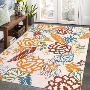 Area Rug Modern Floral Pattern Rug Washable Rugs for Living Room Bedroom - 1 of 4