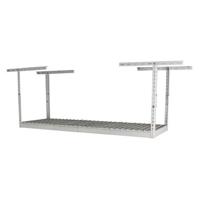 SafeRacks 2 x 6 Foot Heavy Duty Overhead Garage Storage Rack Holds Up to 300 Pounds with Adjustable Height Ranging from 18 to 33 Inches, White