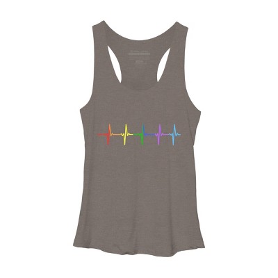 Adult Design By Humans Pride Rainbow Heartbeat By Thingsandthings Racerback Tank Top