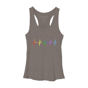 Adult Design By Humans Pride Rainbow Heartbeat By Thingsandthings Racerback Tank Top - 1 of 2