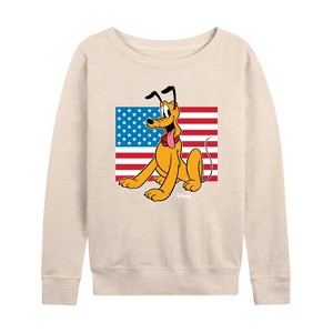 Women's - Disney - Americana Lightweight French Terry Wide Neck Long Sleeve Shirt - 1 of 4