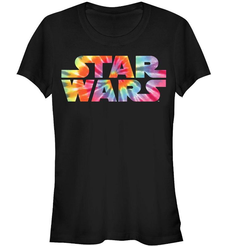 Juniors Womens Star Wars Tie-Dye Logo T-Shirt, 1 of 4