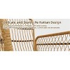 3-Piece Iron PE Rattan Patio Outdoor Dining Set with Round Glass Top Table, Polyester Fabric Cushions, Sponge Padding, Rattan Chair and Table - 4 of 4